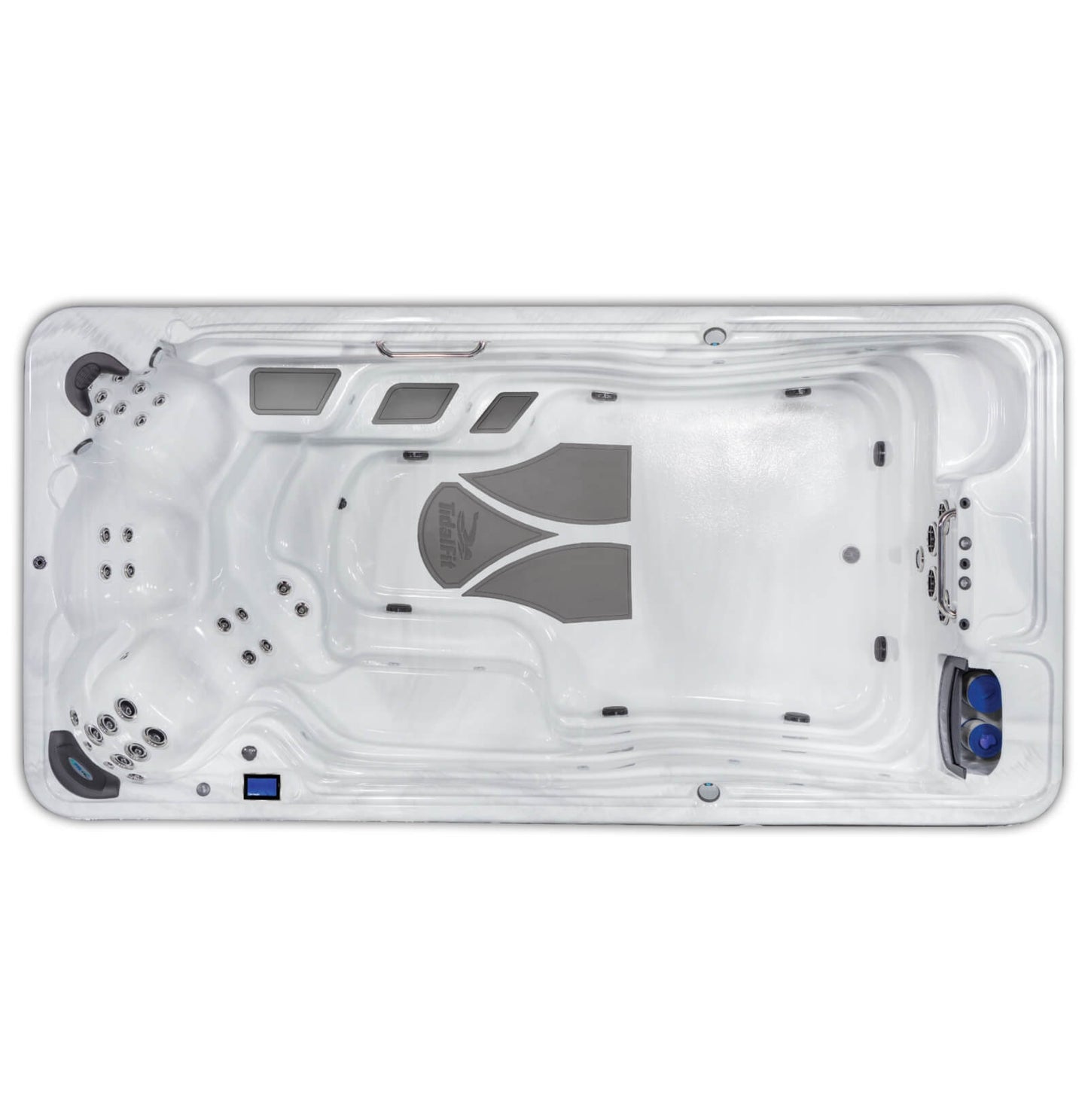 Silver Marble Shell • Charcoal Cabinet • Powerful Quad Swim Jet System
