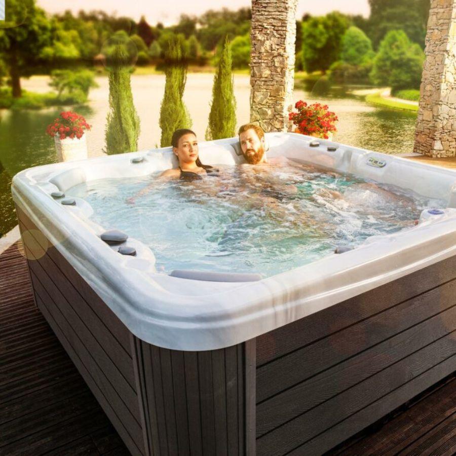 4 Seats + Full Lounger • Compact & Versatile • Plug & Play Hot Tub