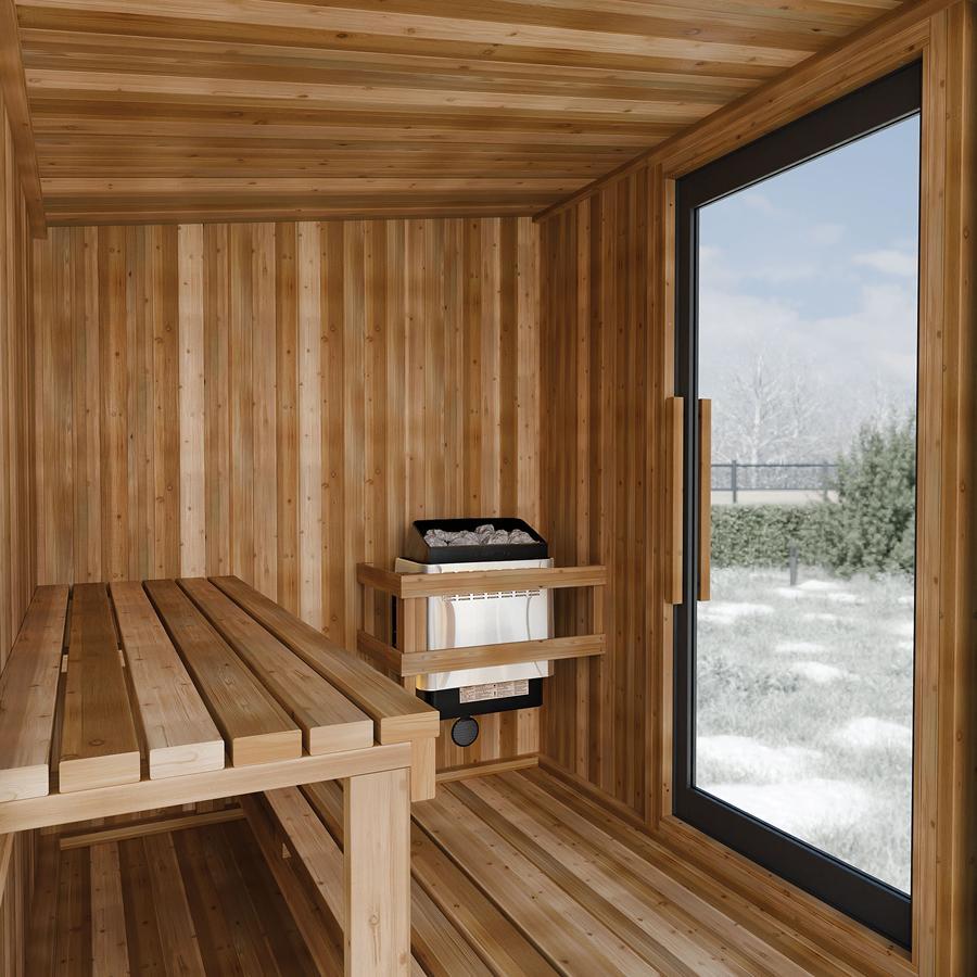 Visscher Outdoor Electric 6' x 6' Sauna | Traditional 9kW Cedar Sauna for 2-3 People